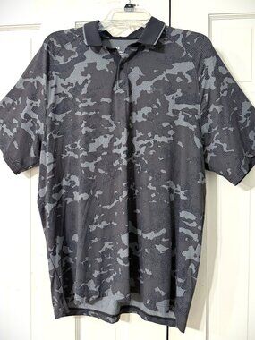 Under Armour Black/Gray Camo Polo ISO-Chill Loose Fit Men's Size Large NEW